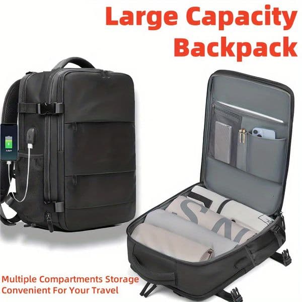 Ship from US Travel Backpack Men Business School Expandable USB Bag Large Capacity 156inch Laptop Waterproof Fashion 250227FBBBJ