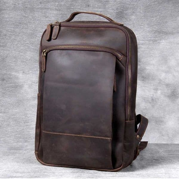 Vintage Crazy Horse Genuine Leather Backpack Men Backpack Laptop Leather Daily Bagpack Male Rucksack Trave Hiking Knapsack Large Z250224