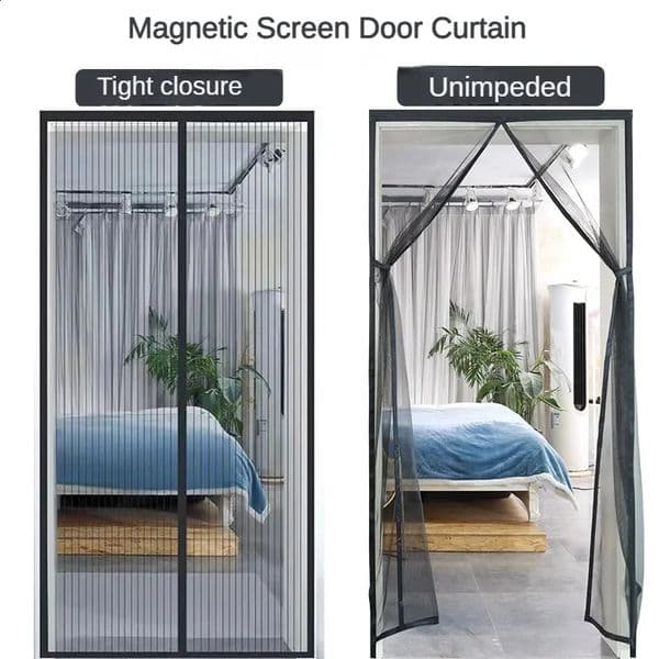 Sheer Curtains No Punching Magnetic Screen Door Curtain Mesh Anti Mosquito Insect Fly Bug Automatic Closing Household Ventilation Door Curtain 250304