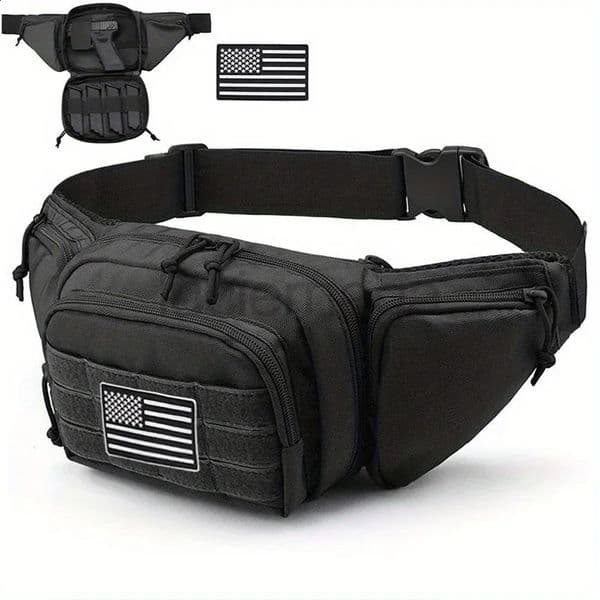 Ship from US 1000D Nylon Waist Pack with Flag Outdoor Hiking Waterproof Molle Phone Pouch Camouflage Climbing Camping Belt Bag 250228FBBBJ