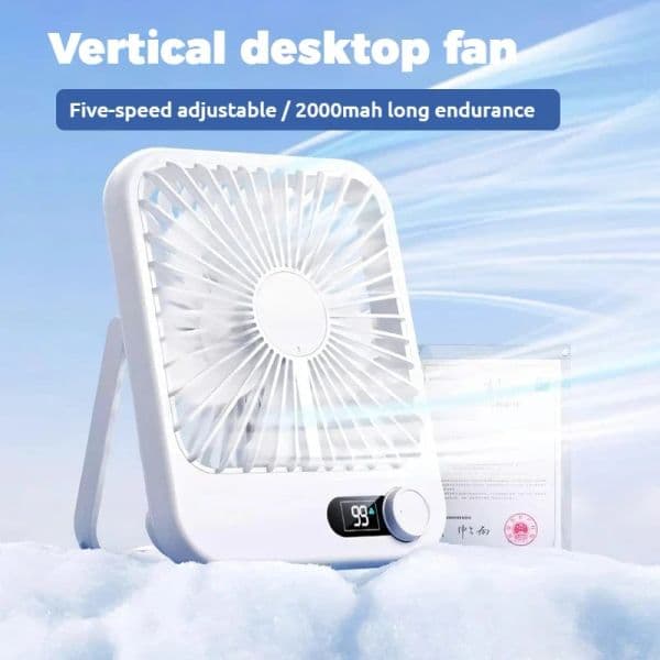 2025 New small fan handy charging long life ultra-thin desktop fan Large wind super quiet folding handheld table fan