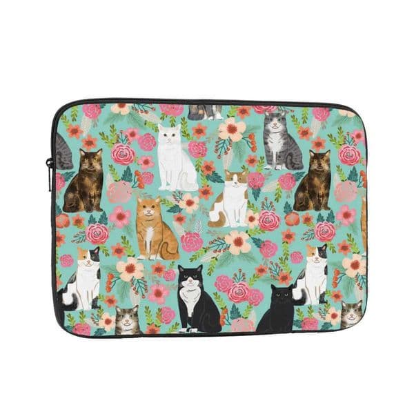 Laptop Notebook Bag Case Cats Vintage Florals Tablet Sleeve Case Animal 10 12 13 15 17 Inch Shockproof Case Bag Z250224