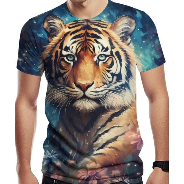 Mens T shirt Men's Tiger Pattern 3D Printed Tees Tops Casual Short Sleeve Fashion tee Casual tops summer clothes cool