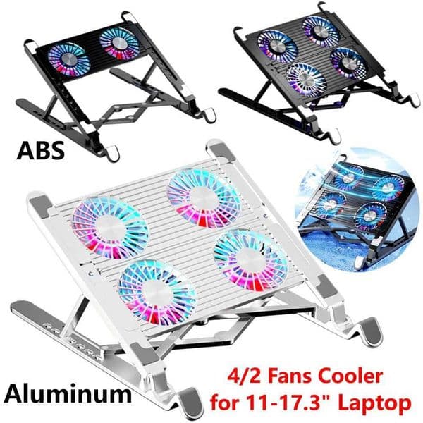 Laptop Cooling Pad with 2/4 Fans Foldable Notebook Stand RGB Silent Gaming Laptop Cooler Fan 7 Height for 11-17.3 Inch LaptopsXJ220228