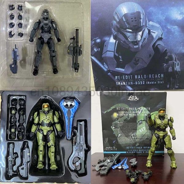Halo Infinite Master Chief Mjolnir Mk Vi RE EDIT Halo Reach Spartan B312 Noble Six Action Figure Model Toys Joint Movable Decor W250228