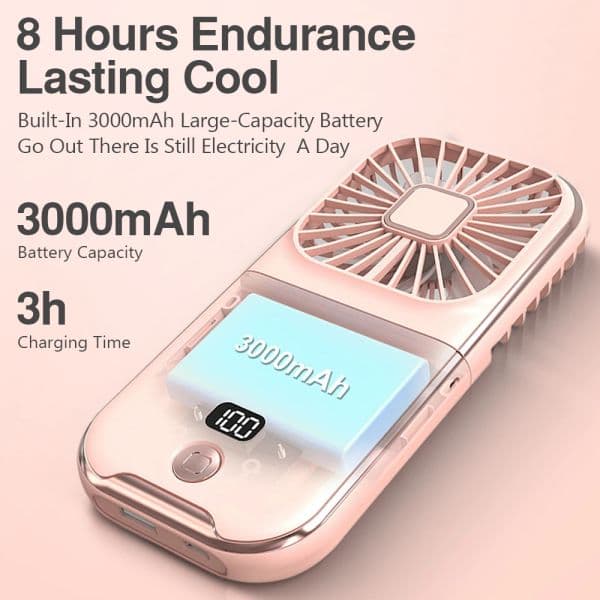 Long lasting Quiet 4 Speed Adjustable USB Rechargeable Neck Portable Mini Fan Fast Heat Dissipation Without Noise Air Cooler