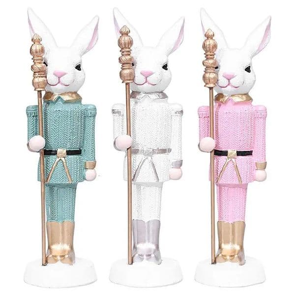 Resin Bunny Decor Easter Desk Statue Rabbit with Scepter Resin Rabbit Animal Sculpture Spring Creative Tabletop Ornaments for 250226