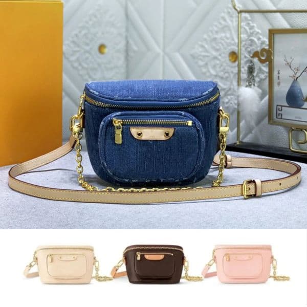 Designer Women Fanny Pack Fashion Casual Mini Bumbag Men Waist Bags Jean Bag Chain Small Handbags Shoulder Bags Belt Bag Crossbody Bag Purse Denim Waist Bags