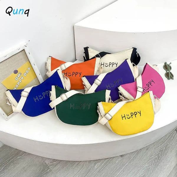 Ship from US Qunq Boys And Girls Crossbody Bag Fashion Cartoon Printing Big Capacity Lovely Canvas Breathable Durable Casual Shoulder Bags 250228FBBBJ