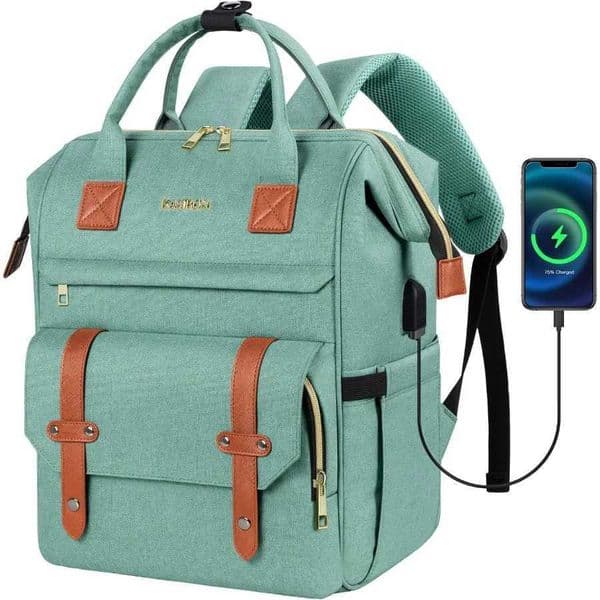 Womens laptop backpack work travel backpack wallet business computer bag green Z250224