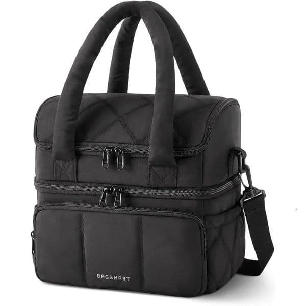 Ship from US Lunch Bag Women Double Deck Insulated Box Quilted Puffer Tote Leakproof Durable Reusable Large Cooler F w250227FBB
