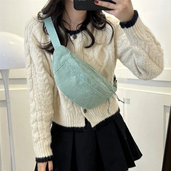 Corduroy Women Waist Bag Canvas Student Shoulder Crossbody Chest Bag Fanny Pack Fashion Phone Banana Female Bum Belt Bags 250528