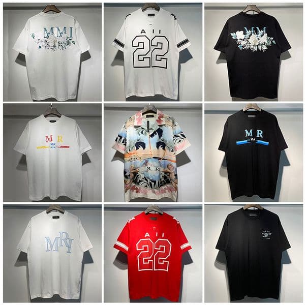 Designer shirts Silk-Blend Destroyed amiriswearshirt Tee Iridescent Washed Finish Raw Cut Sleeves Nightclub-Ready Opulence tshirts designer men T-shirt us size S-XL