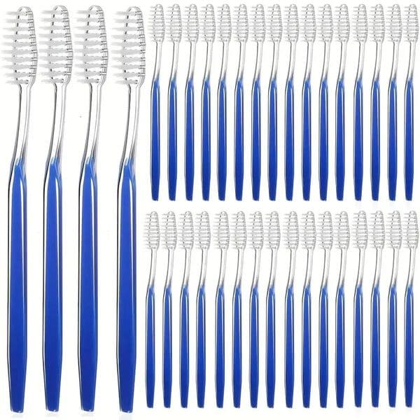 100 Individually Packaged Disposable Travel Toothbrushes Soft Hair Toiletries for Adults Camping el Guests Blue 250528