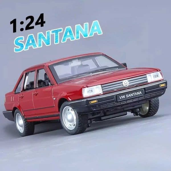 1 24 Retro Santana Car Model Toy Doors Opened Sound Light Police Alloy Diecast Coach Vehicle Models Collection Kids Gifts Z250602