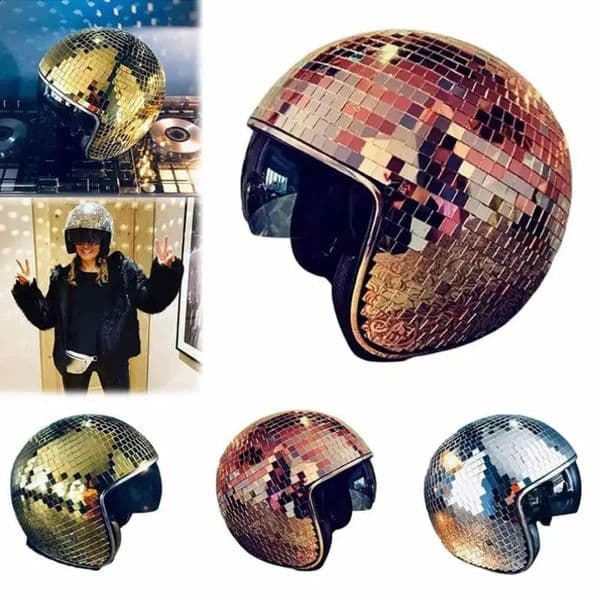 Classic Disco Helmet With Retractable Sunshade Glitter Disco Ball Hat Headgear Accessories For DJ Club Stage Bar Party Wedding 250526