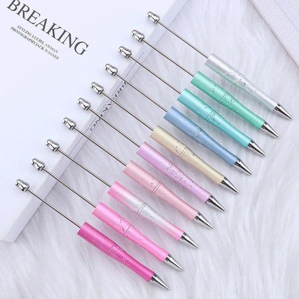 102050pcs Beaded Pen DIY Creative UV Beaded Ballpoint Pen Electroplated Gradient Bead Pens Office Supplies Japanese Stationery 250521BJ