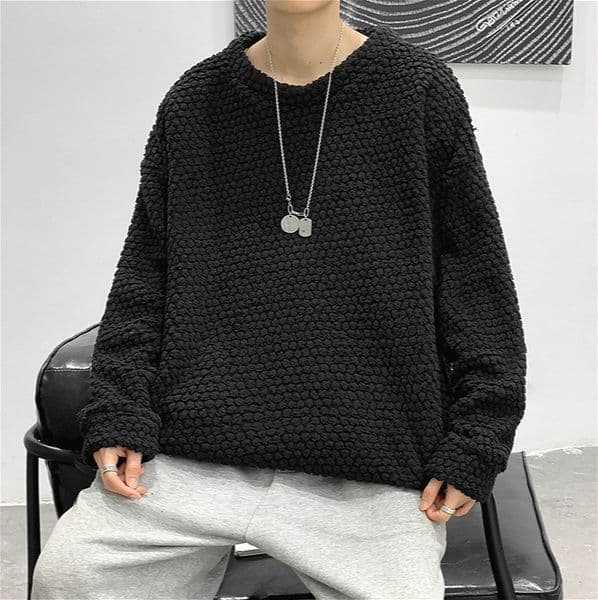 357 Round Neck Sweatshirt for Men Spring and Autumn Style Loose Solid Color