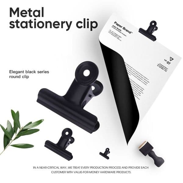 22mm/31mm Black Round Metal Grip Clips Black Bulldog Clip Stainless Steel Ticket Paper Clip For Tags Bags Office LX6891
