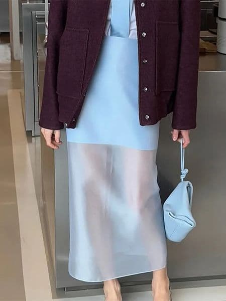 Trendix See Through Mesh Patchwork Skirts Women Fashion High Waist Casual Commuting Streetwear Vacation Party Elegant Skirt 250530BJ
