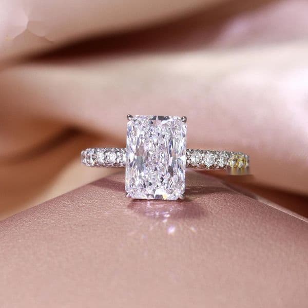 18K Gold Solid CVD VVS Clarity 1CT 2CT 3CT 4CT 5CT Radiant Cut Diamond Engagement Ring for Wedding Ring thumbnail 2