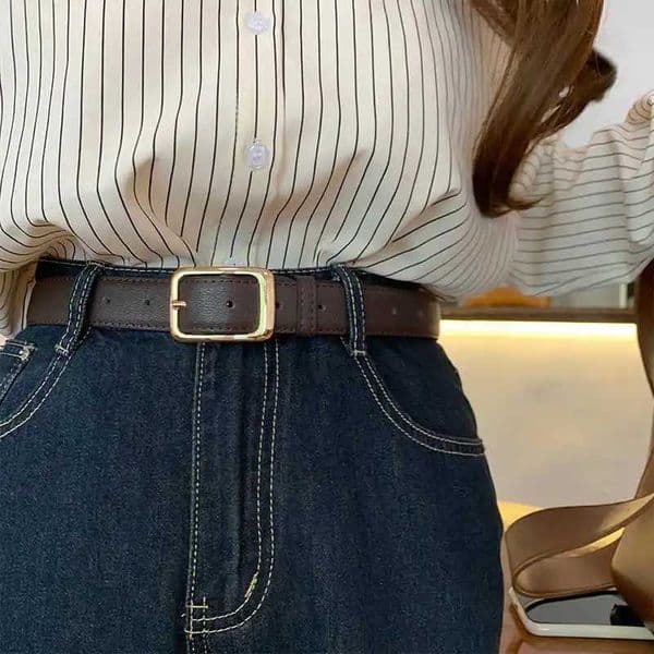 Waist Womens Versatile INS Style Decorative Jeans High-end Retro Niche Summer Student Black Casual Leather Belt X 26L0506