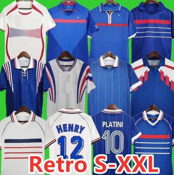 retro soccer jerseys 1982 84 86 88 90 96 98 00 02 04 06 ZIDANE HENRY MAILLOT DE FOOT football shirt REZEGUET DESAILLY french club Classic Vintage Jersey