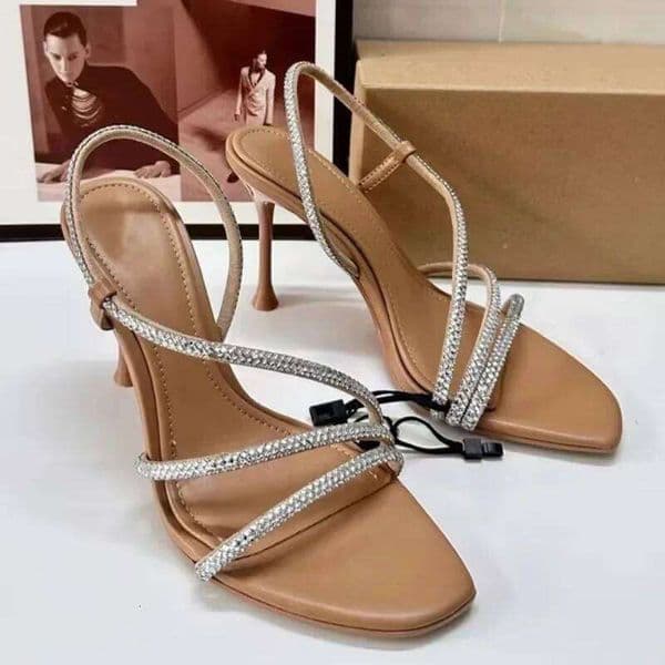 Fashion Elegant High Heels Women Party Shoes Open Toe Shiny Dia Strap Sexy Ladies Slingback Summer Footwear Wedding Sandals