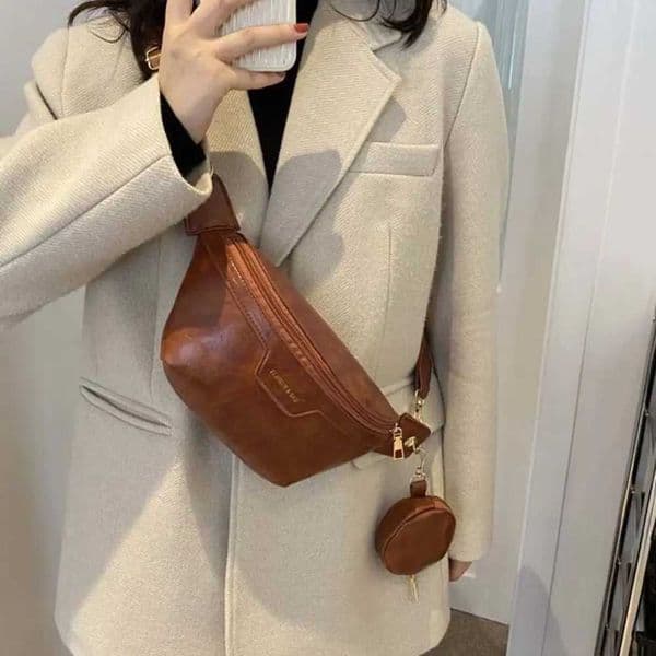 Portable Fanny Packs PU Chest With Coin Purse Korean Style Banana Half Moon Large Capacity Running Waist Bag Men Z250603