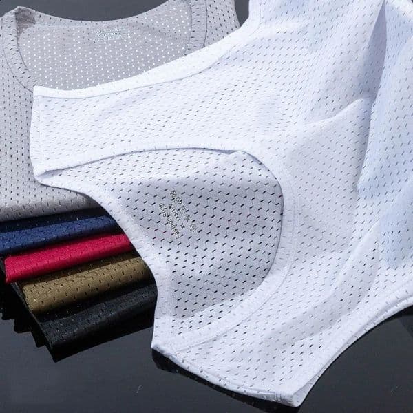Mens Ice Silk Mesh Tank Tops Gym Stringer Transparent Bodybuilding Sleeveless Shirt Fitness Vest Male mesh Muscle Singlets 260319