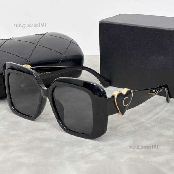 Sunglasses Fashion brand sunglasses womens trend heart-shaped temple design leisure travel vacation sunscreen square frame sunglasses designer models