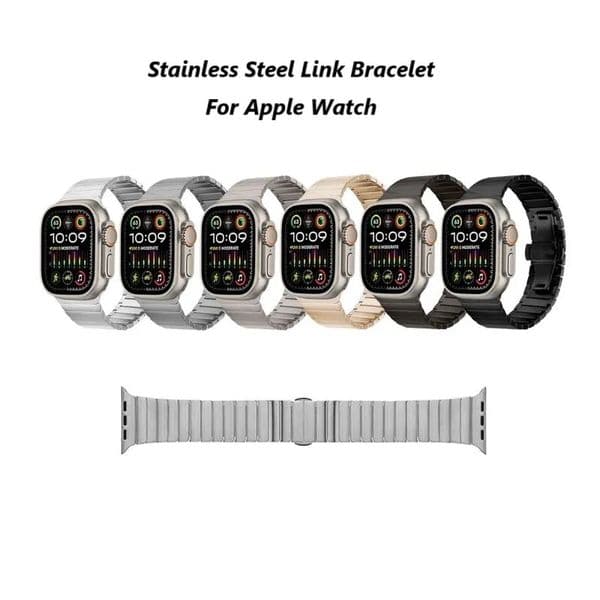 2026 New Stainless Steel outdoor Link Bracelet Compatible With Apple Watch Ultra 2 Band 49Mm 46Mm 45Mm Armband Metal Strap For Iwatch Series 10 8 7 6 5 4 SE 41