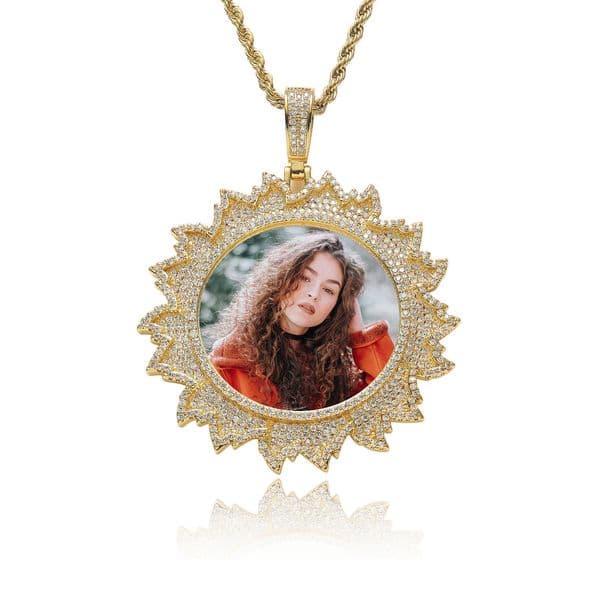 INS Creative DIY Memory Photo Flower Frame Pendant Unisex Hip-Hop Moissanite Commemorative Creative Jewelry