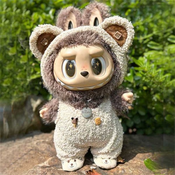 Only 58cm canvas clothes ZIMOMO childrens clothing with vinyl coating LABUBU circle bear jumpsuit set cute 90% off outlet wholesale