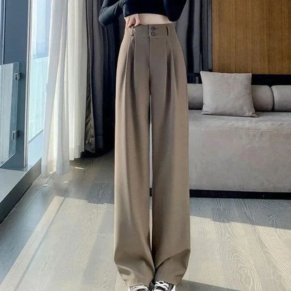 Elegant Wide Leg Pants Women Korean Style High Waist Black Baggy Pants Office Ladies Fashion Loose Suit Trousers Streetwear 250529