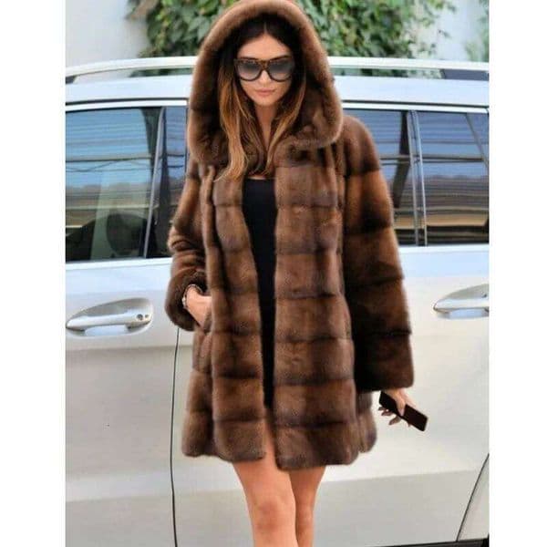 Women Faux Fur Mid Length Coats Thick Warm Open Coat Hooded Full Sleeve Casual Elegant Splice Autumn Winter 2024