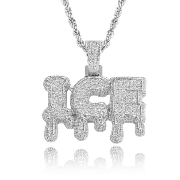 Hip hop new water droplet English letter pendant electroplated with real gold and full Moissaniteia personalized letter versatile necklace