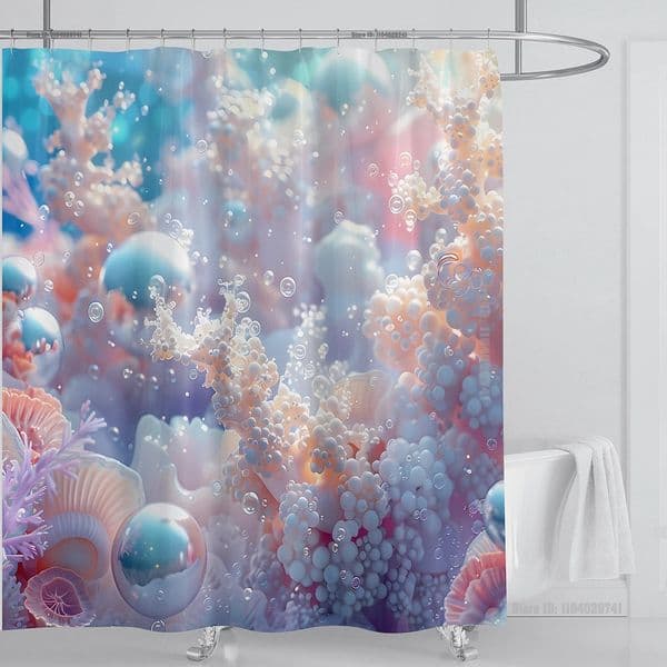 Ocean Wave Scenery Shower Curtain Waterproof Shower Curtain Polyester Fabric 3D Printed Curtain Bathroom Decoration With Hooks 250529
