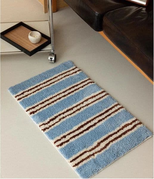 Ins Stripe Tufting Grids Bathroom Mat Living Room Carpet Bathmat Bedside Rug Soft Bedroom Floor Pad Home Decor 250603