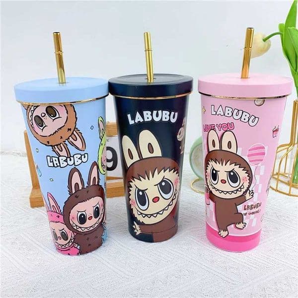 Luxury Designer Decor Luxury Designer Decor 2024 Labubu Periphery 750Ml Cute room Insulated Ice Stainless Steel Cartoon Room Water Bottle Ca