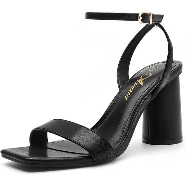 Womens Strappy Chunky Block Heels Fashion Square Open Toe Heeled Sandals Ankle Strap Wedding Party Shoes 250605
