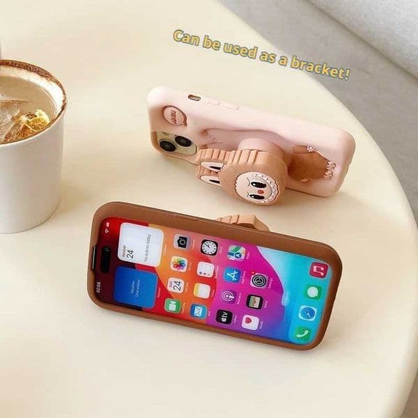 Kawaii Labubu Phone Case Holder Anti Slip Anti Fall Protective Cover Cute Cartoon Suitable For iPhone 15 Pro Max iPhone 13 Pro 14 Pro X2506051