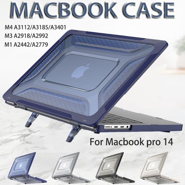For Macbook Pro 14 M1 M3 M4 Laptop Replace Cases Foldable Kickstand Cover For Mac Book 14" Honeycomb Ventilation Cooling Shock-Absorbing Protection Case +Retail Box