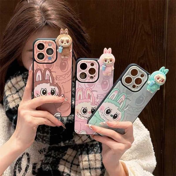 Cartoon 3D Labubu Doll For iPhone 11/12/13/14/15/16 Series Phone Case All Inclusive Anti Drop Cute Fashion Phone Protection Case X250605