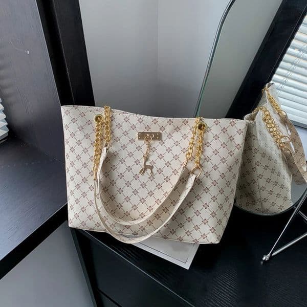 Presbyopia Handbag Texture Soft Leather Large Capacity Tote Women Bag With Hanging Accessories Shoulder 250604s