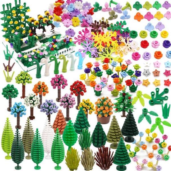 MOC Ci Plant Building Blocks Accessories Flower Leaves Prickly Shrubs Pine Green Grass Clover Orange Tree Mini DIY Toys F026 W250605