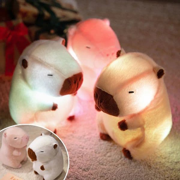 25cm Cute Light Capybara Plush Toy Kids Bedside Capybara Stuffed Baby Animals Doll Childrens Fluffy Toy Gift Home Decor 250604
