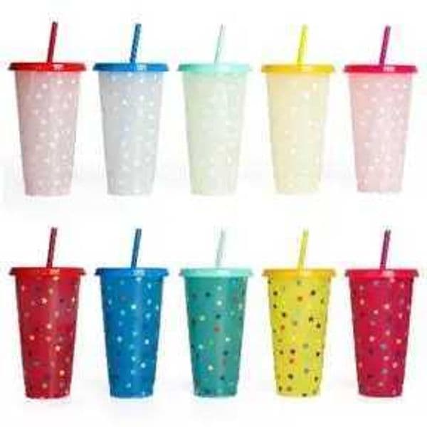 700ml 710ml 24oz Cold Color Changing Plastic Star Cup with Lid and Straw X250605