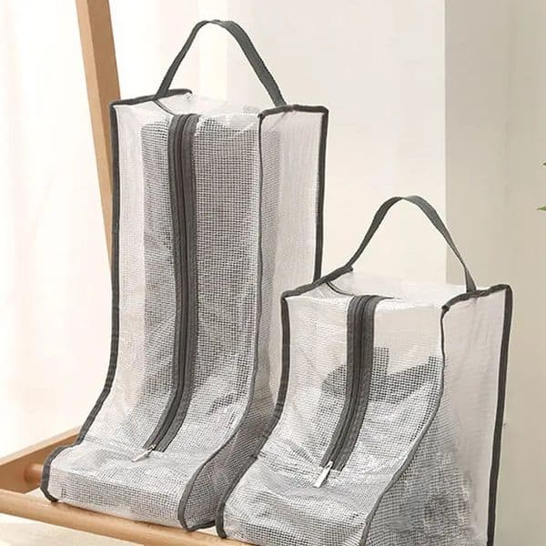 Shoes Dust Cover Mesh Transparent Shoe and Boot Storage Bag with Zipper Portable Travel Dust Organizer Protector Bag 250530