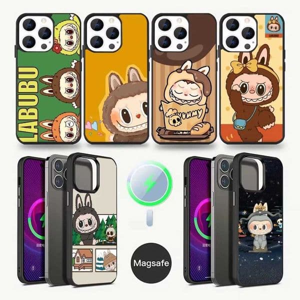 Cartoon Cute L-Labubu Wave Phone Case For iPhone 161514131211ProMaxPlusMiniMagnetic Wireless Charging Case X250605
